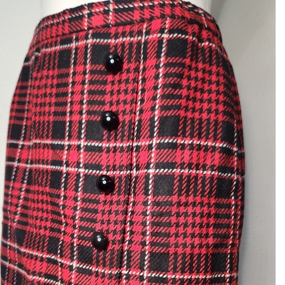 Vintage Plaid pencil skirt mid-rise midi length size 28 Dark‎ Academia - Picture 3 of 11